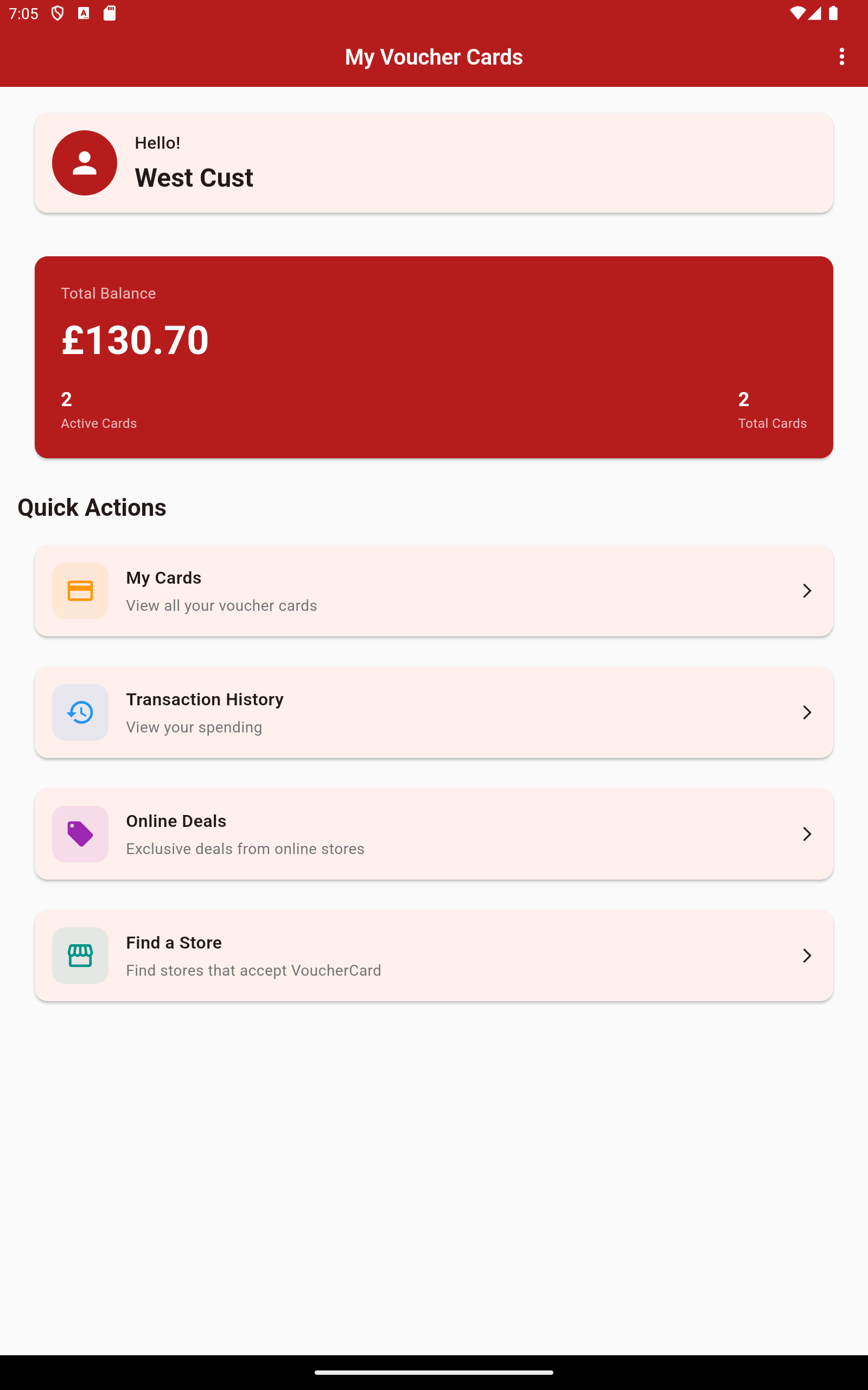 Customer dashboard